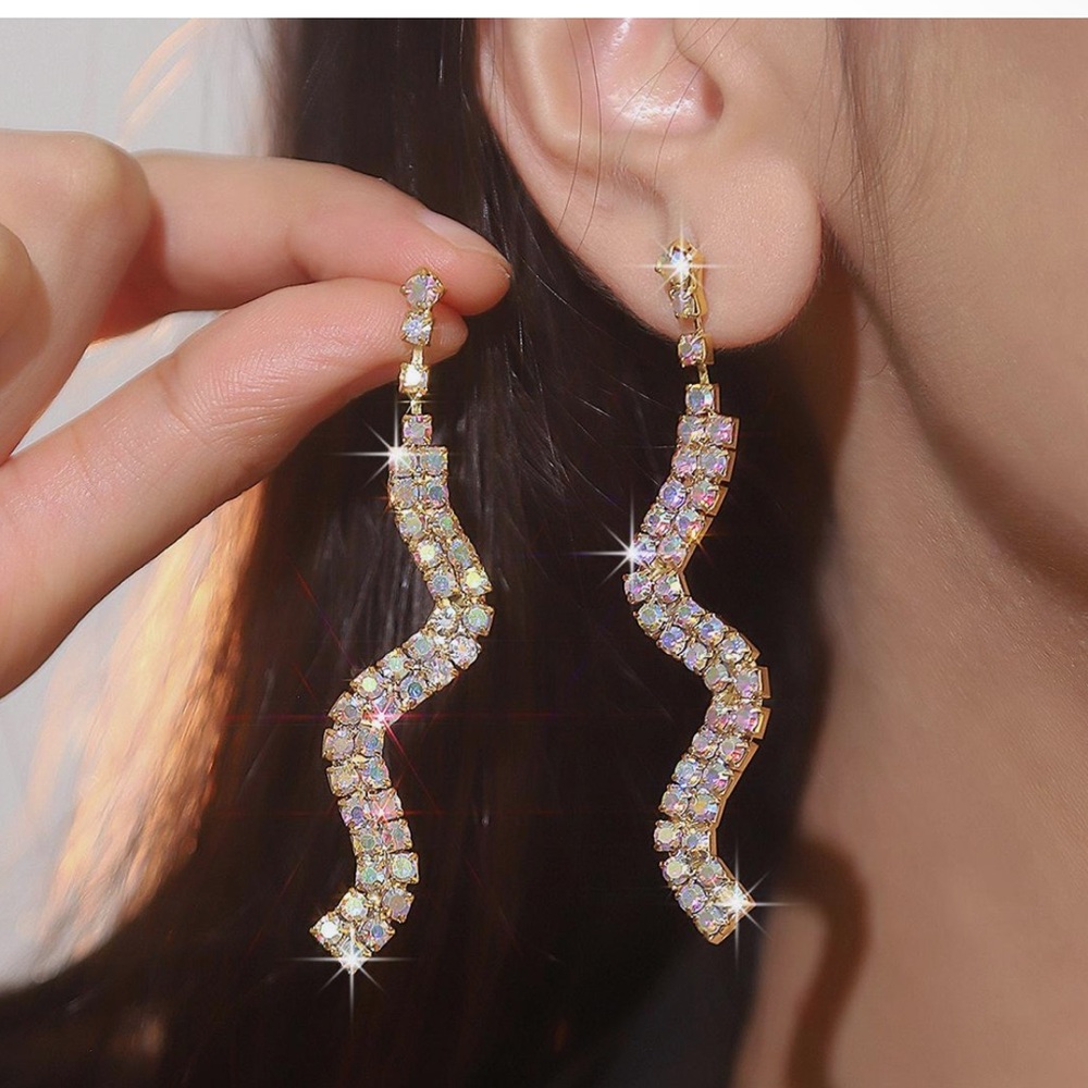 Elegant Gold and Silver Crystal Earrings